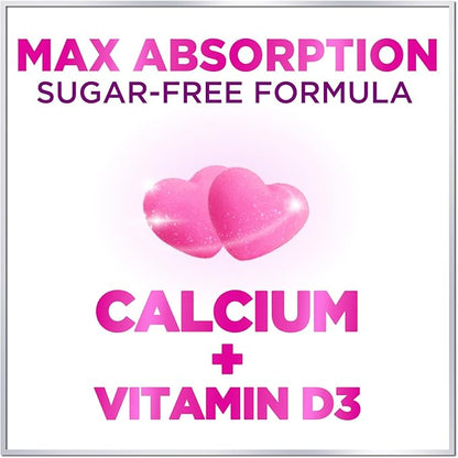 Sugar-Free Calcium Gummy Chews + 400 IU Vitamin D3, Calcium for Bone Health & Immune Support, Supports Teeth & Bone Strength, Chewable Calcium Supplements for Women & Men, Non-GMO - 60 Gummies