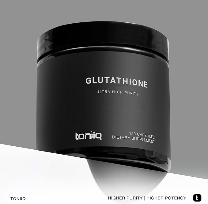 Toniiq Ultra High Strength Glutathione Capsules - 1000mg Concentrated Formula - 98%+ Highly Purified and Bioavailable - Non-GMO Fermentation - 120 Capsules Reduced Glutathione Supplement