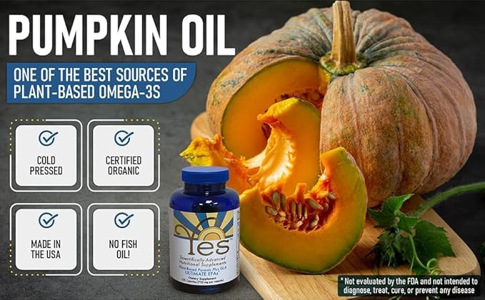 Omega 3 6 EFA Fish Oil Alternative, Organic Plant Based, Vegetarian, Burpless, No Fishy Aftertaste (4 x 120 Soft Gels) by YES Your Essential Supplements