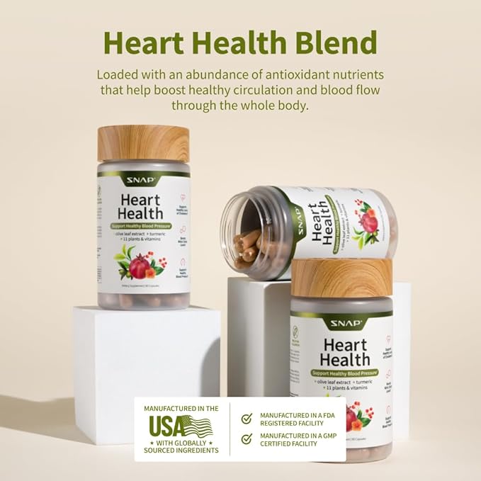 Snap Supplements Heart Health Supplements and Blood Circulation Supplements, 90 Capsules