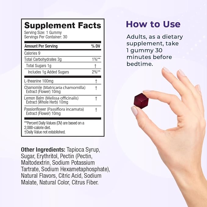 VitaMedica Snooze Sleep Gummies - Melatonin-Free, Zero Grogginess - L-Theanine, Chamomile, Passionflower & Lemon Balm - Sleep Aid Gummies for Adults - 30 Count