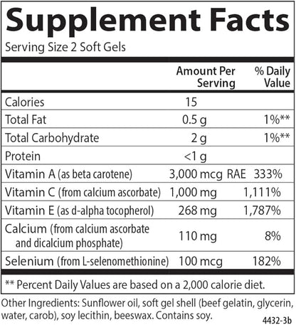 Carlson - ACES, Vitamins A, C, E + Selenium, Cellular Health & Immune Support, Antioxidant, 200 Softgels