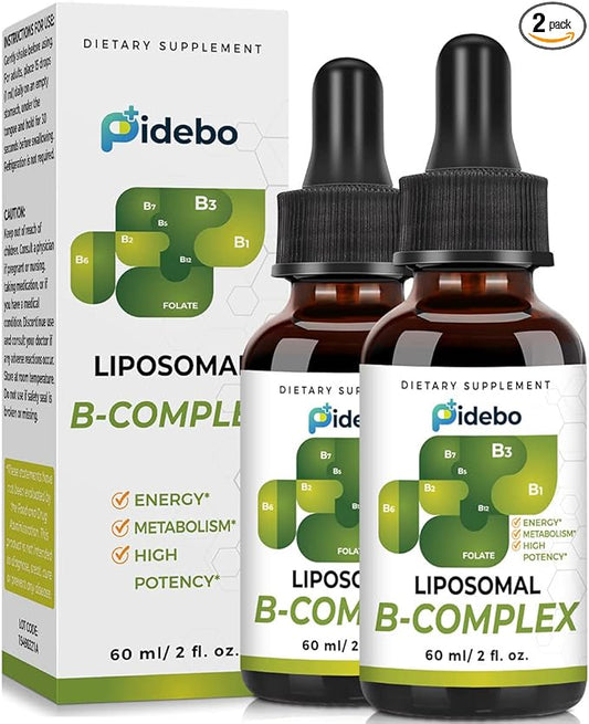 Liposomal B Complex with Active Forms of B Vitamins- High Potency Vitamin B Complex Liquid Vitamins for Energy and Metabolism Support-B1, B2, B3, b5, B6, Biotin, Folate, Methylated B12-4.0 oz