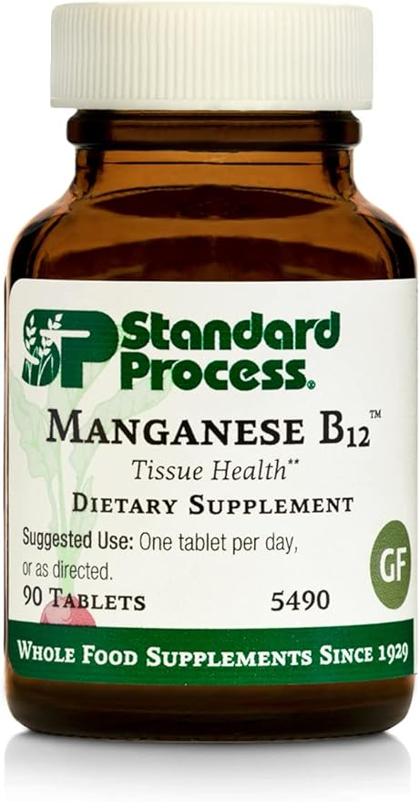 Standard Process Manganese B12 - Whole Food Hemoglobin and Antioxidant with Manganese, Organic Carrot, Maltodextrin, Copper, Organic Sweet Potato, Camu Camu, Vitamin B12-90 Tablets