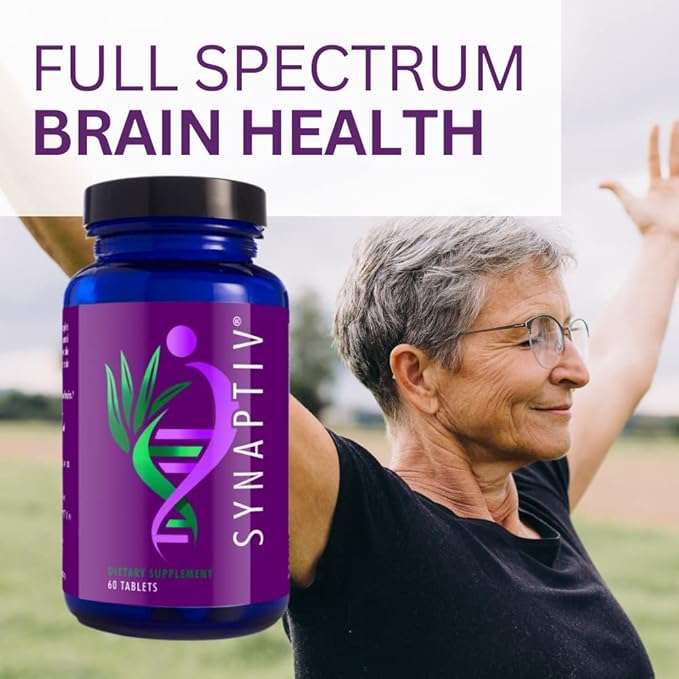 Youngevity Synaptiv™ Brain Support - 12in1 - Ginkgo, Huperzine, Bacopa, Quercetin and More - with Potent Antioxidant Blend + Vitamins - 60 Tablets (Pack of 1)