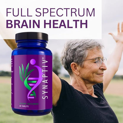 Youngevity Synaptiv™ Brain Support - 12in1 - Ginkgo, Huperzine, Bacopa, Quercetin and More - with Potent Antioxidant Blend + Vitamins - 60 Tablets (Pack of 1)