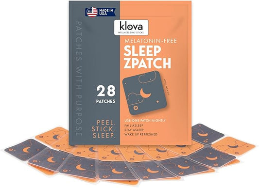 Klova Melatonin-Free Sleep Patches with Ashwagandha, L-Theanine, Hops, Valerian, GABA and Other Natural Ingredients: for Falling Asleep Faster, Staying Asleep Longer & Eliminating Groggy Mornings