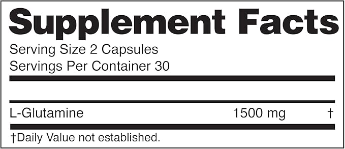 Nugenix Essentials L-Glutamine, 1500mg 100% Botanical L-Glutamine Amino Acid, Protein Synthesis, Supports Cellular Function, 60 Capsules