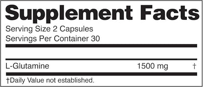Nugenix Essentials L-Glutamine, 1500mg 100% Botanical L-Glutamine Amino Acid, Protein Synthesis, Supports Cellular Function, 60 Capsules