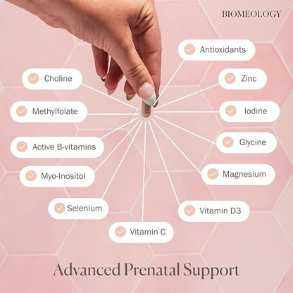 Prenatal Vitamins - Methylated Pregnancy Multivitamin with Bioavailable Nutrients – Mom & Baby Nutrition, Fetal Development w Methylfolate, Choline, Zinc, Vitamin D (120 Capsules)