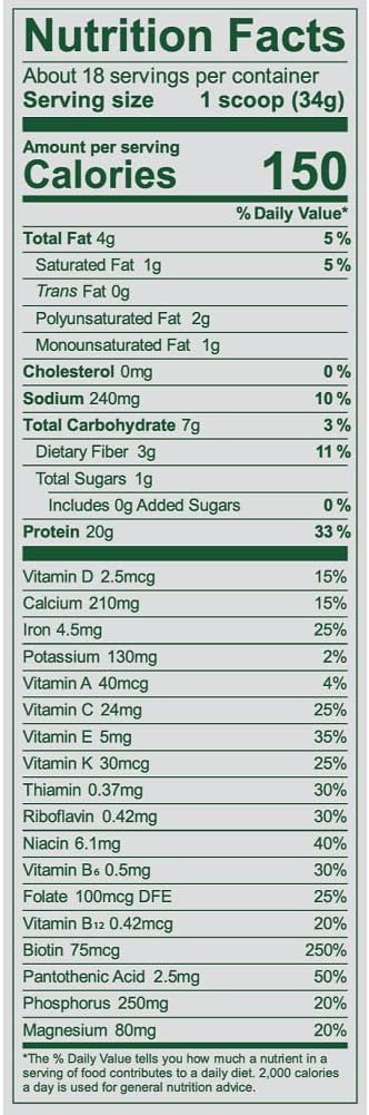 Vega Essentials Plant Based Protein Powder, Vanilla - Vegan, Superfood, Vitamins, Antioxidants, Keto, Low Carb, Dairy Free, Gluten Free, Pea Protein for Women & Men, 1.3 lbs (Packaging May Vary)