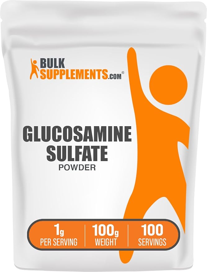 BulkSupplements.com Glucosamine Sulfate Powder - Glucosamine Supplement, Glucosamine Powder - for Joint Support, Gluten Free, 1000mg per Serving, 100g (3.5 oz) (Pack of 1)