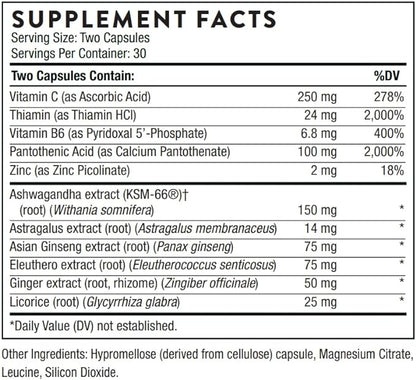 THORNE Stress Balance (Formerly Phytisone) - Adrenal Support Supplement with Vitamin C & Ashwagandha - Dairy-Free Health Support - 60 Capsules - 30 Servings