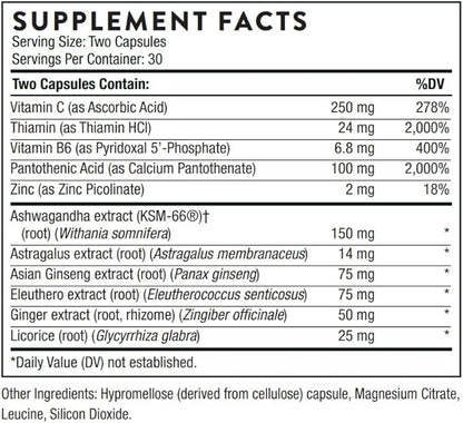 THORNE Stress Balance (Formerly Phytisone) - Adrenal Support Supplement with Vitamin C & Ashwagandha - Dairy-Free Health Support - 60 Capsules - 30 Servings