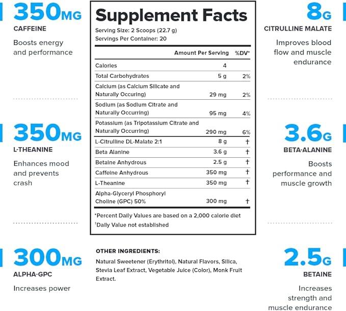 LEGION- All Natural Nitric Oxide Preworkout Drink to Boost Energy, Creatine Free, Naturally Sweetened, Beta Alanine, Citrulline, Alpha GPC (Sour Candy)