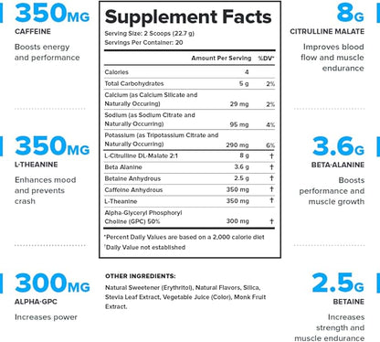 LEGION- All Natural Nitric Oxide Preworkout Drink to Boost Energy, Creatine Free, Naturally Sweetened, Beta Alanine, Citrulline, Alpha GPC (Sour Candy)
