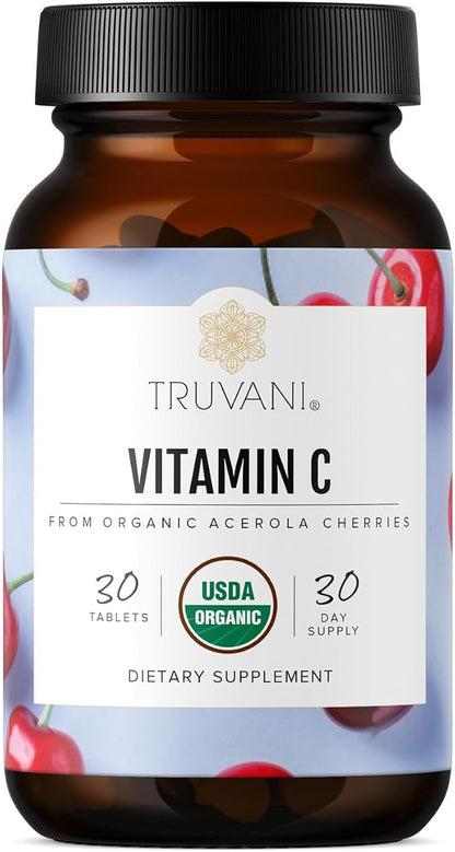 Truvani Vitamin C | USDA Organic | High Absorption, Antioxidant Supplement, Higher Bioavailability Immune System Support | Made with Real Food | 30 Servings