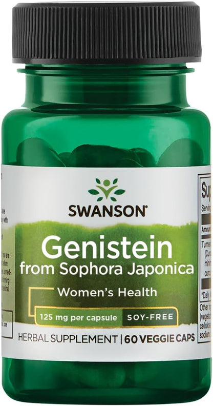 Swanson Soy-Free Genistein - Plant-Based Natural Supplement for Women - Comfort & Balance - (60 Veggie Capsules, 125mg Each)