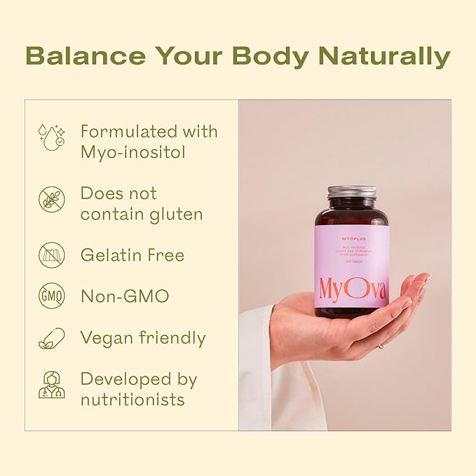 Myoplus - Inositol Supplement - 4000mg Myo Inositol, 200ug Folate & 100ug Chromium Daily Intake - Hormone Balance & Ovarian Support Vitamins for Women - 120 Vegan Tablets, 30 Days Supply
