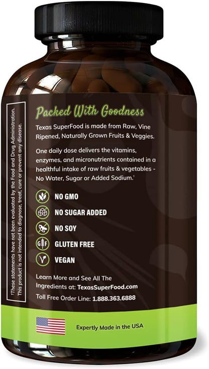 Original Superfood Capsules, Superfood Reds and Greens, All-Natural Whole Food Dietary Supplement, Non-GMO, Gluten Free, Vegan, No Soy, 180 Capsules