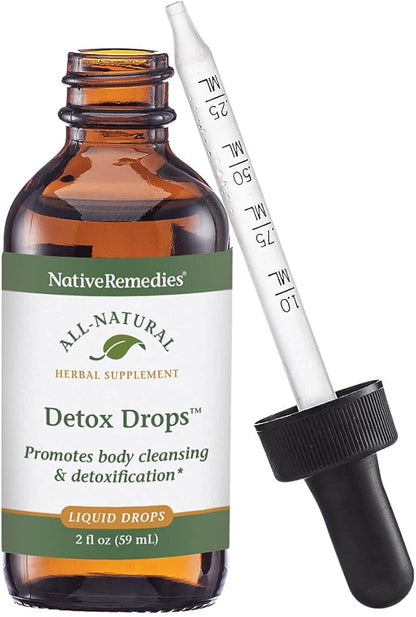 Native Remedies Detox Drops - All Natural Herbal Supplement Promotes Systemic Body Cleansing, Toxin Release and Liver Function and Detoxification - 59 mL