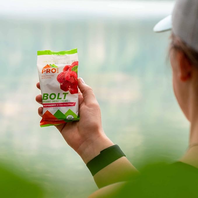 PROBAR - BOLT Organic Energy Chews, Raspberry, Non-GMO, Gluten-Free, USDA Certified Organic, Healthy, Natural Energy, Fast Fuel Gummies with Vitamins B & C (12 Count)