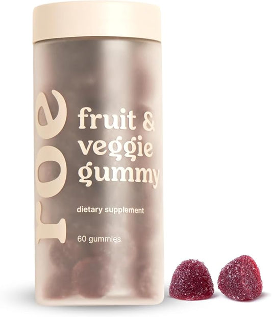 Roe Wellness- Kids Immune Support Vitamin Gummies Fruits & Veggie Probiotics | Clean Ingredients, No Artificial Colors or Flavors | Concentrated 18 Vegetable & 8 Fruit (60 Count)