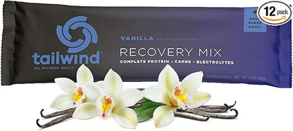 Tailwind Nutrition Recovery Mix, Complete Protein, Carbohydrates, and Electrolytes Powder Drink Mix for Post-Workout, Free of Gluten, Soy, and Dairy, Vegan, 12 Servings, Vanilla