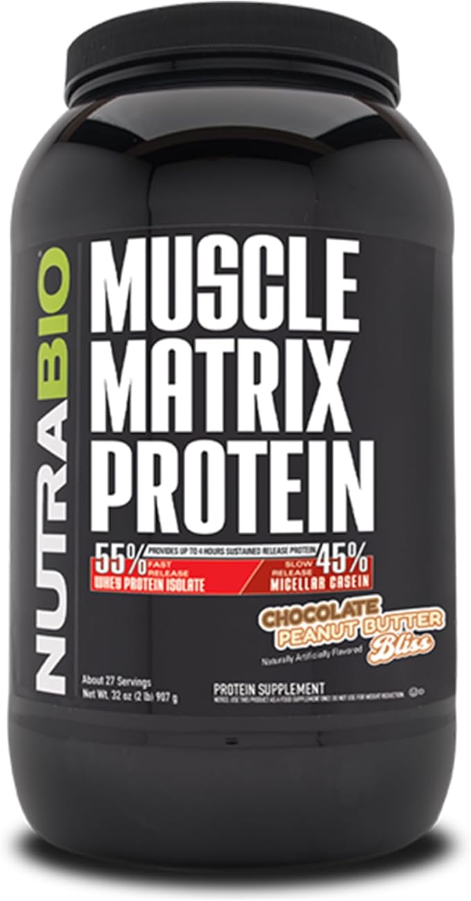 NutraBio Muscle Matrix Protein (Chocolate Peanut Butter, 2 lb (Pack of 1))