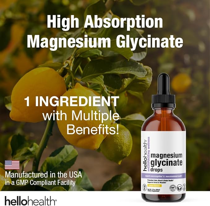 Magnesium Glycinate Liquid Magnesium Supplement Women, Men & Kids – Magnesium Bisglycinate 100 mg for Natural Calm, Muscle Recovery & Joint Support – Magnesium Liquid Vitamins (30 Days) – Lemon Flavor