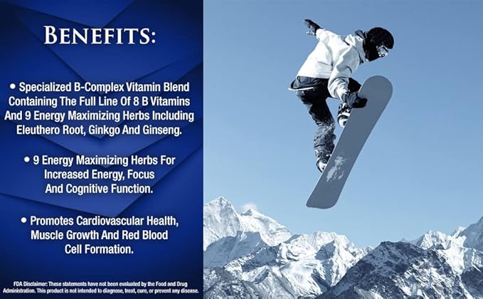 Premium Liquid B Complex Vitamin- Fast Absorbing Liquid B-Complex Supplement w/ all 8 B-vitamins, PLUS energizing herbal blend w/ Ginseng, Ginkgo, and Eleuthero Root - Vegan, NON-GMO - 16oz, 32 Serv