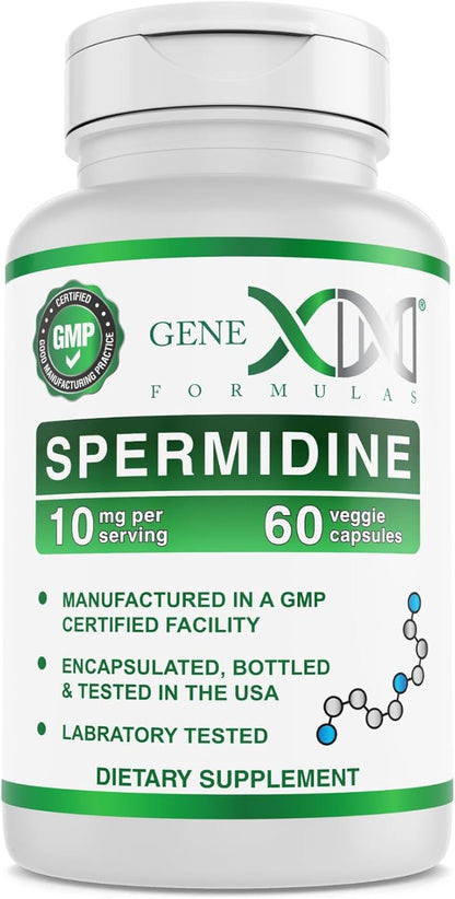 Genex Formulas Spermidine Supplement (60 Vegan Capsules)-10mg of Spermidine from Wheat Germ Extract, Autophagy Supplement for Healthy Aging & Cell Renewal, Non-GMO, Gluten-Free