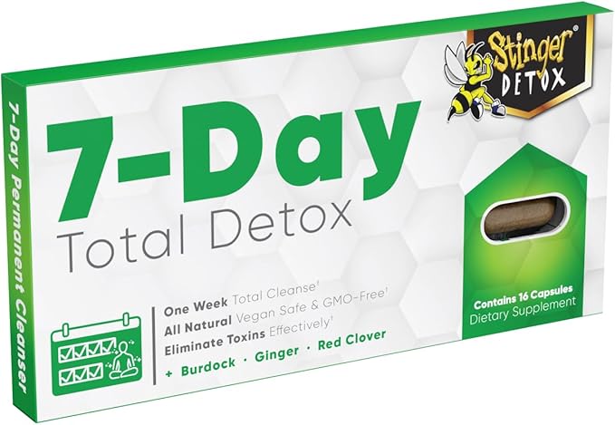 Stinger Detox 7-Day Total Detox Permanent Cleanser | Burdock + Ginger + Red Clover | One Week Total Cleanser | All Natural Vegan Safe & GMO-Free