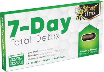 Stinger Detox 7-Day Total Detox Permanent Cleanser | Burdock + Ginger + Red Clover | One Week Total Cleanser | All Natural Vegan Safe & GMO-Free