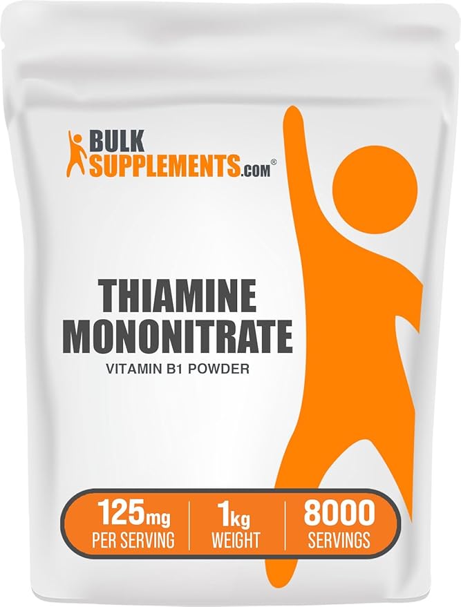 BulkSupplements.com Thiamine Mononitrate Powder - Vitamin B1 Powder, Thiamine B1 Supplement - B1 Vitamins, Gluten Free, 125mg per Serving, 1kg (2.2 lbs) (Pack of 1)