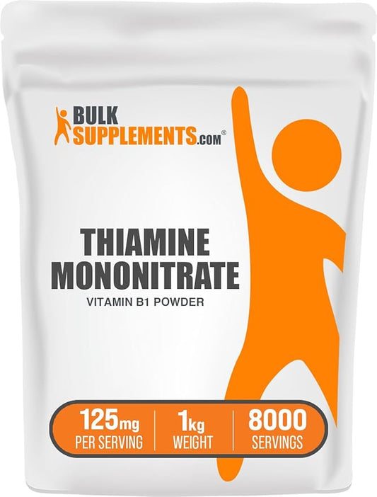 BulkSupplements.com Thiamine Mononitrate Powder - Vitamin B1 Powder, Thiamine B1 Supplement - B1 Vitamins, Gluten Free, 125mg per Serving, 1kg (2.2 lbs) (Pack of 1)