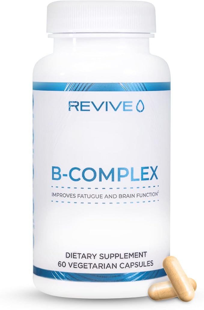 Revive MD Vitamin B Complex Capsules - Supports Heart Health & Immune System - B-Complex Vitamin Supplement for Women & Men - Vitamin B12 Complex Promotes Healthy Brain Function & Boosts Energy