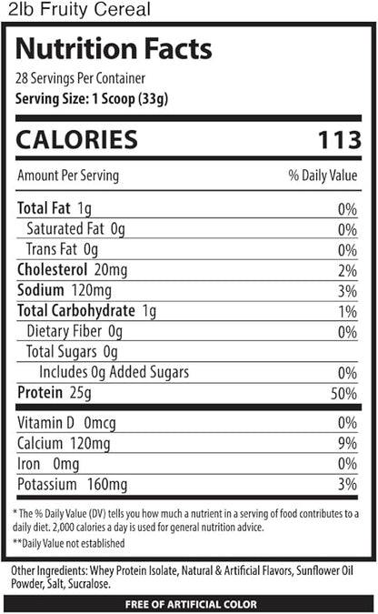 ISO, Low Carb 100% Whey Protein Isolate Powder, 25 Grams Per Serving, Helps Support Muscle Growth, Low Sugar and Gluten Free (Fruity Cereal, 2 lb)
