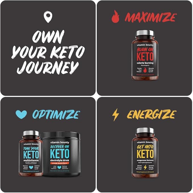 Vitamin Bounty Burn On Keto Multivitamin – Keto-Specific Nutritional Support with Magnesium, Potassium, and MCT for Energy, Cramp Relief, and Nutrient Optimization - 60 Capsules