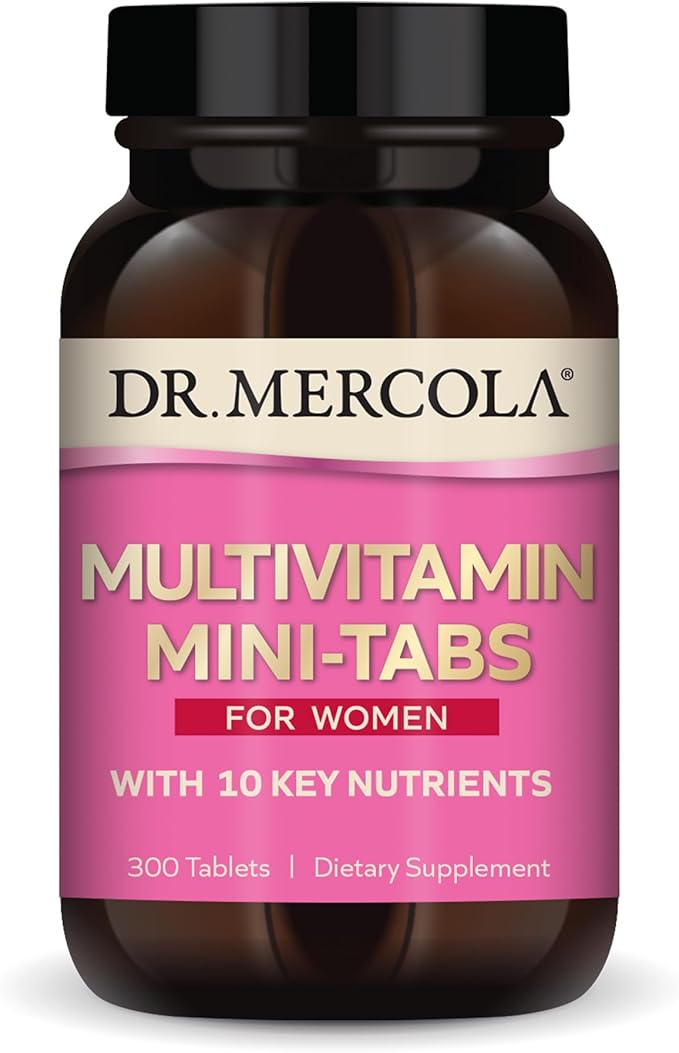 Dr. Mercola Multivitamin Mini-Tabs for Women, 30 Servings (300 Tablets), with 10 Key Nutrients, Supports Optimal Women’s Health, Non-GMO