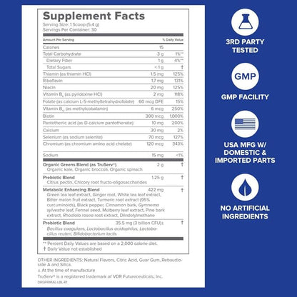 Gundry MD® Primal Plants MTHF Greens Powder Superfood Supplement to Support Skin Health, Optimize Energy and Digestion, 1 Full Serving of Vegetables - Green Apple Flavor (30 Servings) (New Formula)