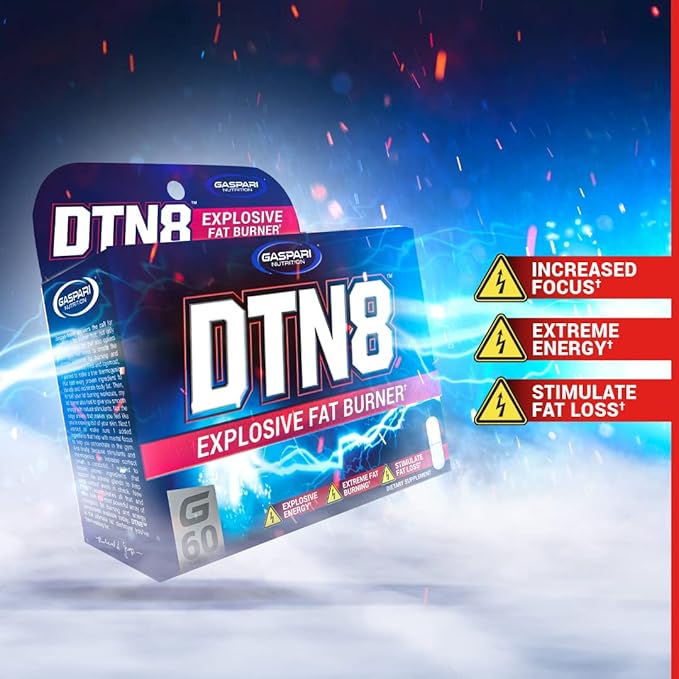 Gaspari Nutrition DTN8: Explosive Fat Burner, Natural Energy and Mental Focus, Adrenal and Stress Support (60 Capsules)