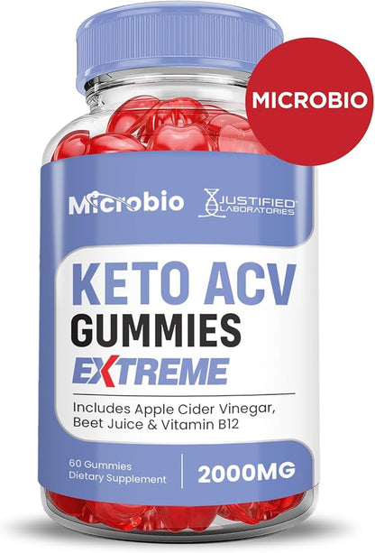 (5 Pack) Microbio Keto ACV Gummies Extreme 2000MG Micro Bio Keto Gummies Apple Cider Vinegar Formulated with Pomegranate Beet Juice Powder B12 Vegan Non GMO 300 Gummys