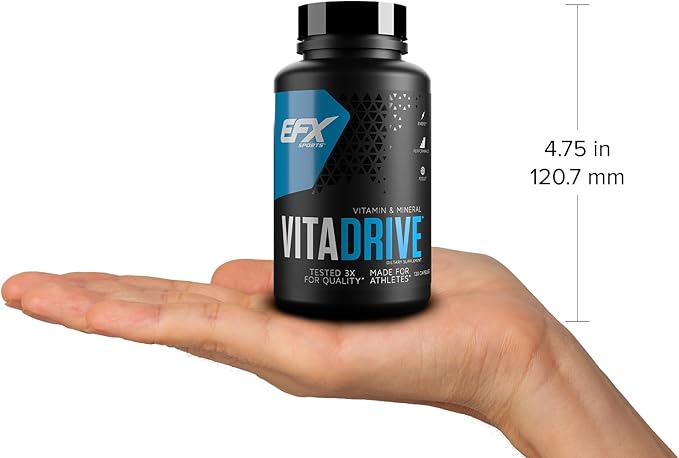 EFX Sports Vita Drive | Multivitamin Formulated for Athletes | Complex of Vitamins, Minerals, Micronutrients, & Antioxidants | 30 Servings, 120 Capsules