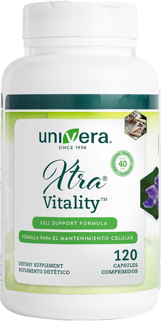 Univera Xtra Vitality - Cell Support Formula - Green Tea Extract, Vitamin B6, American Ginseng Extract, Ashwagandha, Univestin for Joint health, 120 capsules