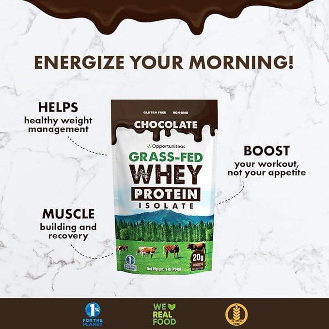 Opportuniteas Grass Fed Vanilla Choco Whey Protein Isolate Powder - 20g Protein Powder Without Artificial Sweeteners, Hormone-Free Cows, Non GMO - 5lb