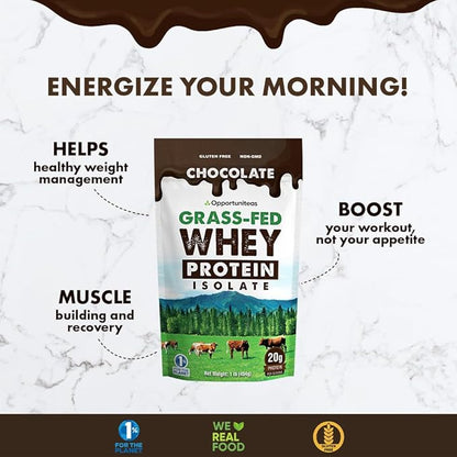 Opportuniteas Grass Fed Vanilla Choco Whey Protein Isolate Powder - 20g Protein Powder Without Artificial Sweeteners, Hormone-Free Cows, Non GMO - 5lb