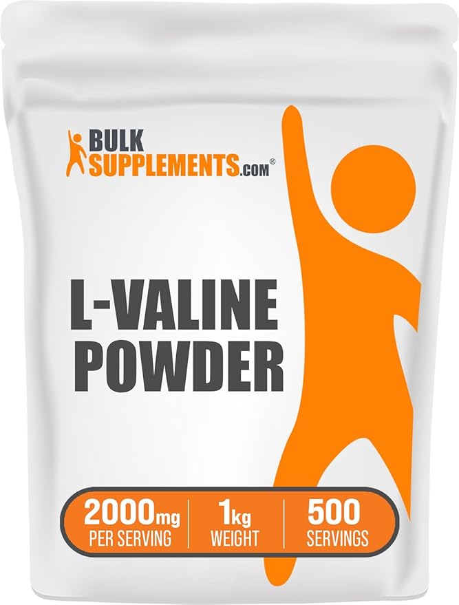 BulkSupplements.com L-Valine Powder - Valine Supplement, Valine Amino Acids - BCAA Supplement, L-Valine 2000mg - Gluten Free, 2000mg per Serving, 1kg (2.2 lbs) (Pack of 1)