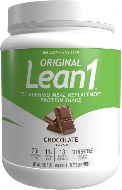 Lean1 meal replacement protein powder, chocolate flavor, 15 serving tub
