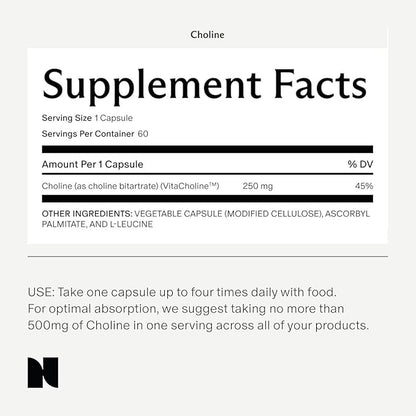 Needed. Prenatal Choline for Cognitive Development - Choline Supplement Aids Baby Brain Development - Supports Healthy Pregnancy & Metabolism - Third Party Tested - 60 Capsules